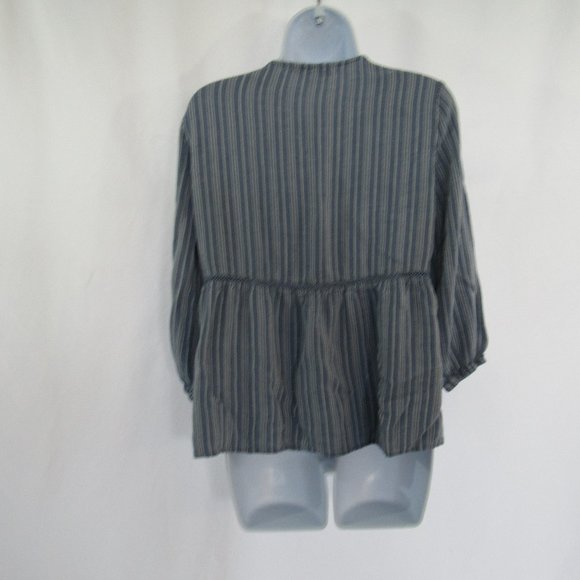 FEVER - Women's Size S, Blue & White Striped Top - Boho, Hippie, Peasant style - Picture 3 of 5